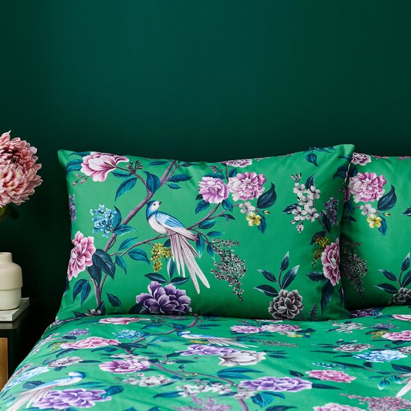 Milanna Blooms Green Duvet Cover and Pillowcase Set