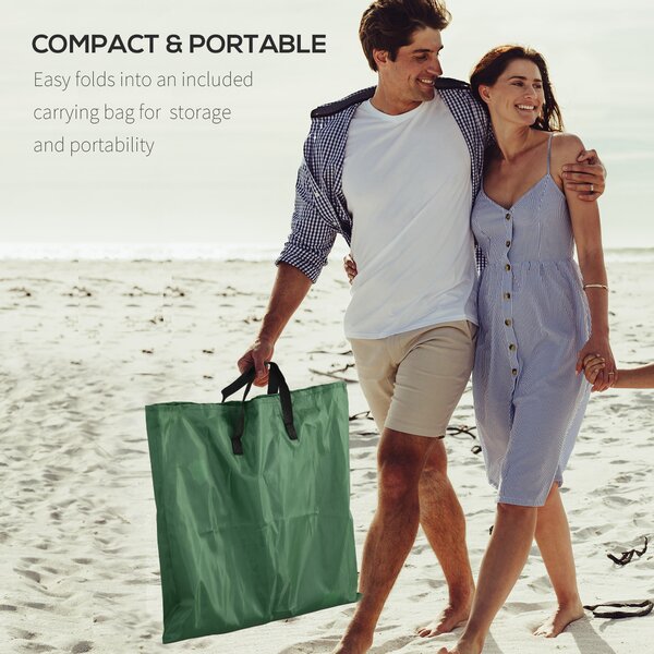 Outsunny Reclining Beach Duo: Metal Frame Loungers with PE Fabric, Includes Pillows, 2 Pieces, Green Aosom UK