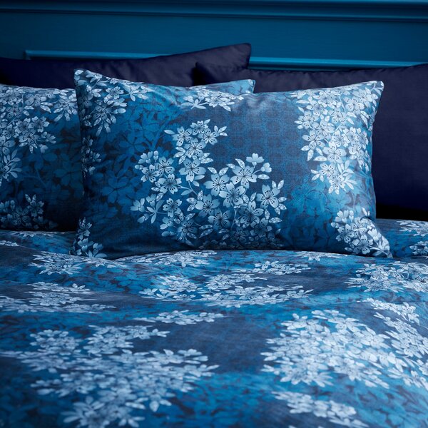 Zia Blossom Navy Duvet Cover and Pillowcase Set