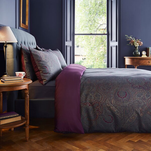 Dorma Paisley Jacquard Damson Duvet Cover and Pillowcase Set