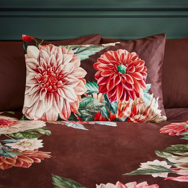 Allouise Floral Brown Luxury Velvet Duvet Cover and Pillowcase Set