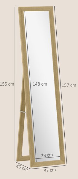 HOMCOM 37 x 157 cm Full Length Mirror - Natural