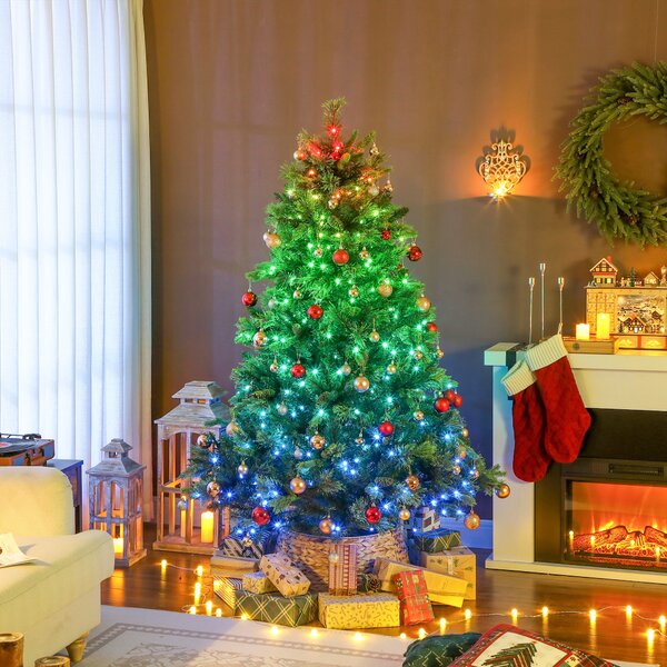 HOMCOM 180cm Carolina Pine Christmas Tree with Colourful DIY Synchronized LED Lights and Remote