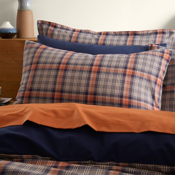 Calie Check Navy Duvet Cover and Pillowcase Set