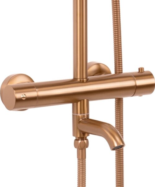 Shower set with thermostat REA Lungo Copper Brush