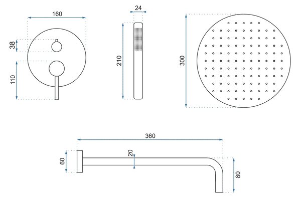 Shower system Rea Lungo Copper Brush + BOX