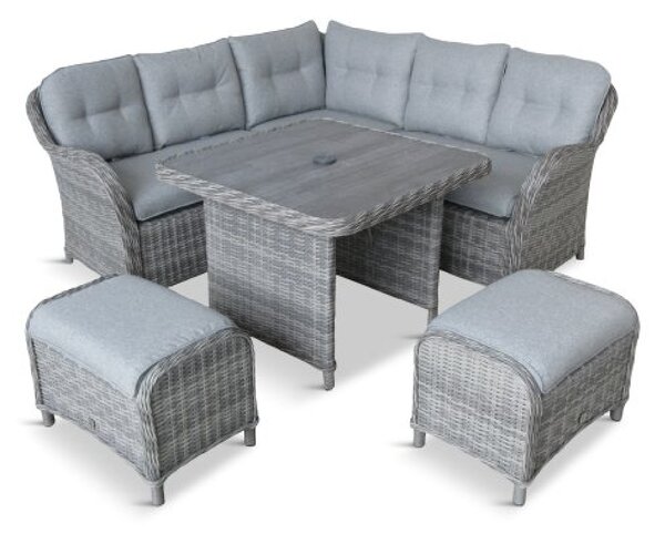 Sewanee Rattan Garden Square Dining Set In Stone