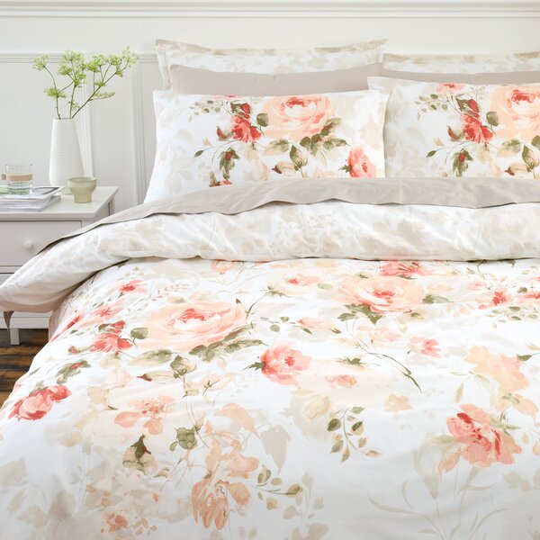 Evelyn Rose Coral Duvet Cover and Pillowcase Set