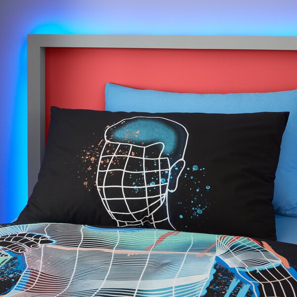 Football Graphic Boys Single Duvet Cover and Pillowcase Set