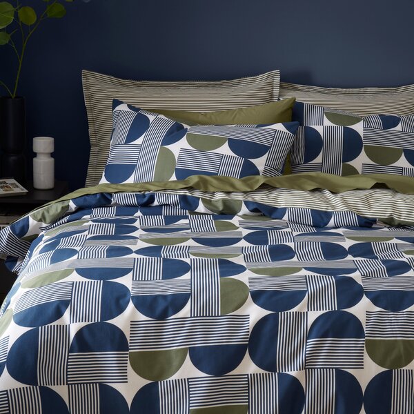 Bromley Modern Geo Navy Oxford Pillowcase