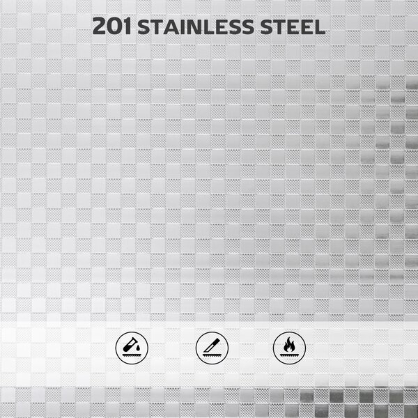 HOMCOM 3 Tier Stainless Steel Kitchen Storage Trolley with Adjustable Shelf - Silver
