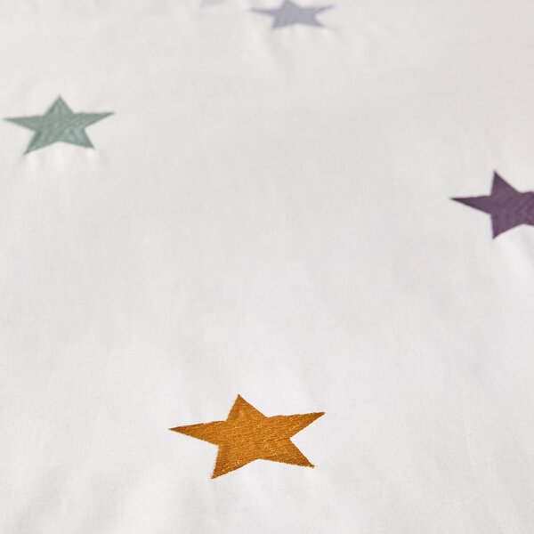 Embroidered Stars Single Duvet Cover and Pillowcase Set