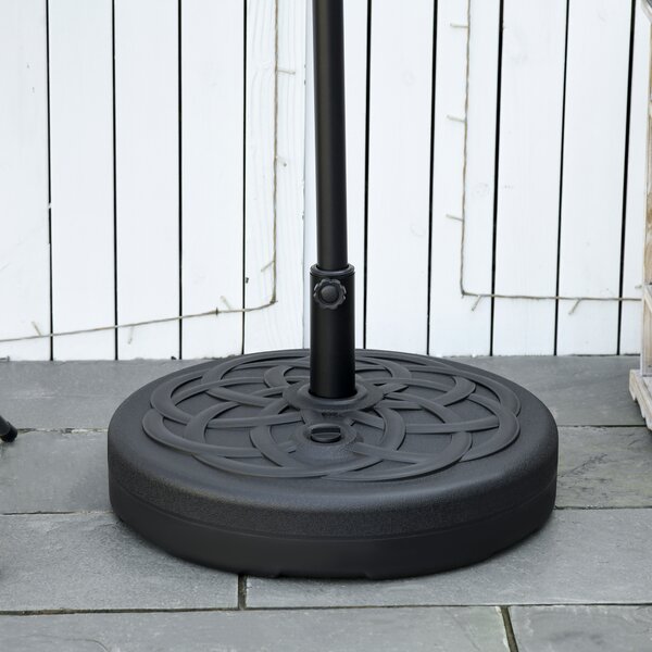 Outsunny Parasol Base Stand: Outdoor Umbrella Holder, Water/Sand Fillable Weight with Handle, 25kg/35kg, Black Aosom UK