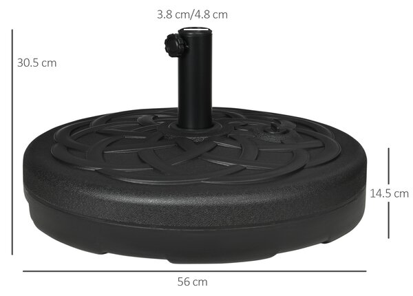 Outsunny Parasol Base Stand: Outdoor Umbrella Holder, Water/Sand Fillable Weight with Handle, 25kg/35kg, Black Aosom UK