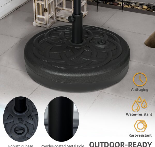 Outsunny Parasol Base Stand: Outdoor Umbrella Holder, Water/Sand Fillable Weight with Handle, 25kg/35kg, Black Aosom UK