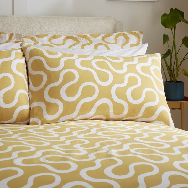 Elements Wigley Ochre Cotton Duvet Cover and Pillowcase Set