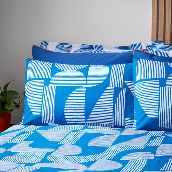 Elements Ezra Blue Cotton Duvet Cover and Pillowcase Set