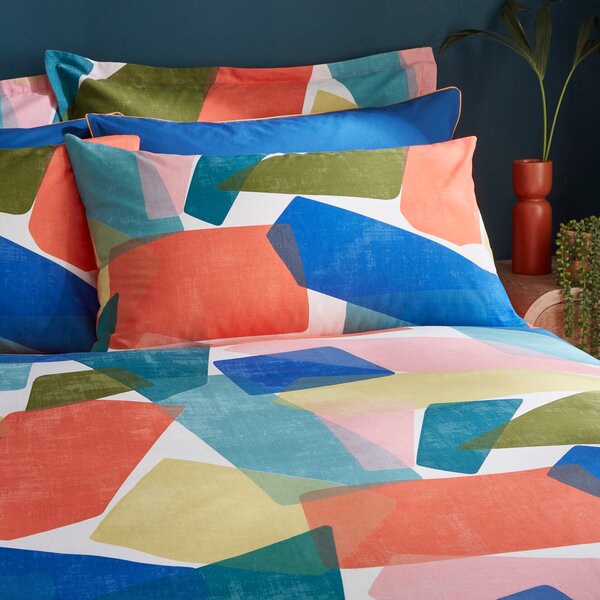 Elements Abstract Blocks Multicoloured Cotton Duvet Cover and Pillowcase Set