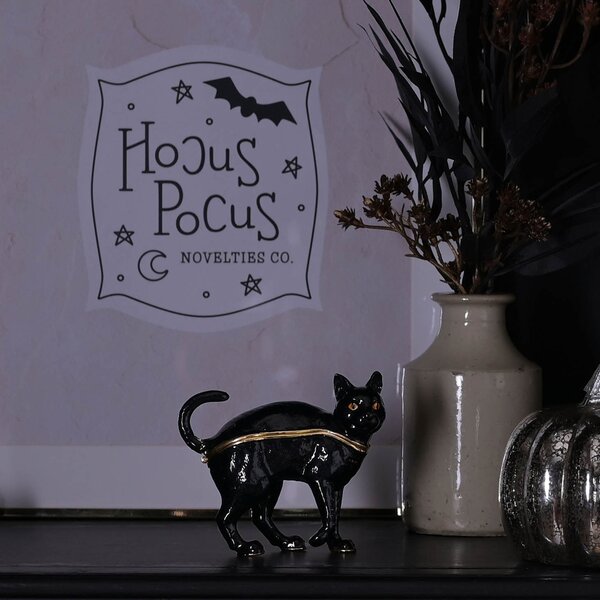 Black Cat Trinket Box Black