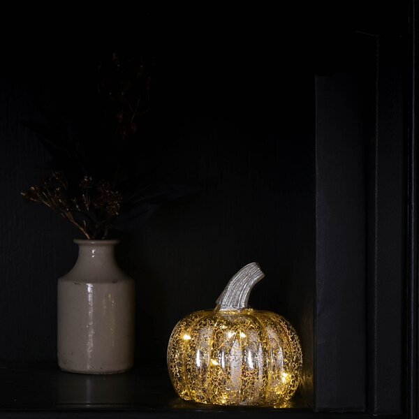 Silver Pumpkin LED Lantern Silver