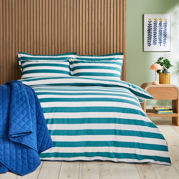 Elements Bold Stripe Teal Oxford Pillowcase