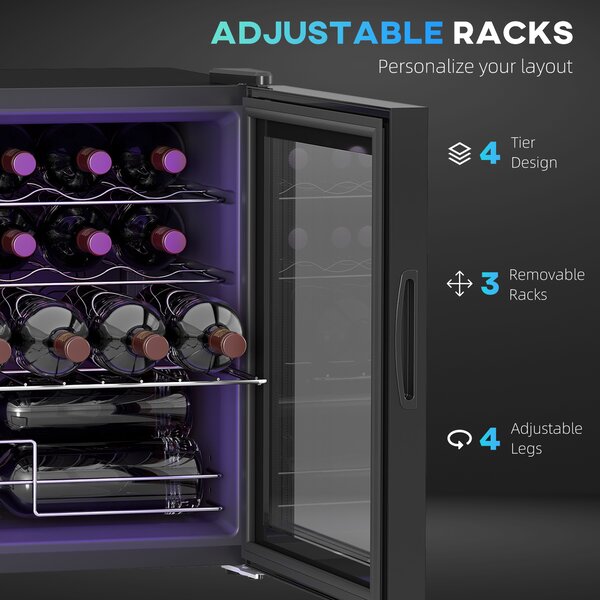 HOMCOM 42L 16-Bottle Wine Cooler Fridge - Black