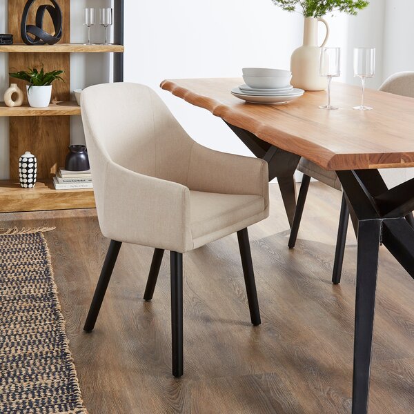 Oadby Rectangular Dining Table with Eddie Luna Natural Fabric Dining & Carver Chairs