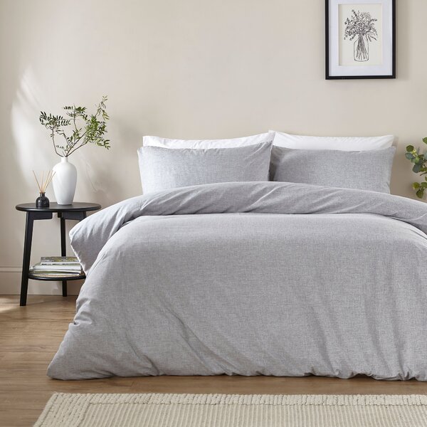 Supersoft Chambray Duvet Cover and Pillowcase Set Dove (Grey)