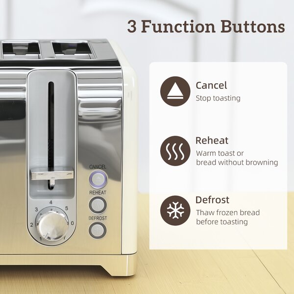 HOMCOM Retro 3000W Kettle and Toaster Set - Cream
