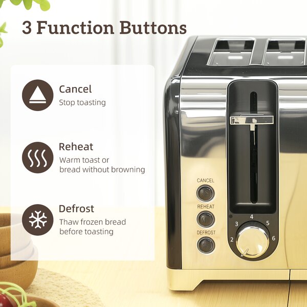 HOMCOM Kettle and Toaster Set, 1.7L 3000W Rapid Boil Jug Kettle with Strix Thermostat, Limescale Filter, 4 Slice Toaster with 7 Browning Controls, Crumb Tray, Black