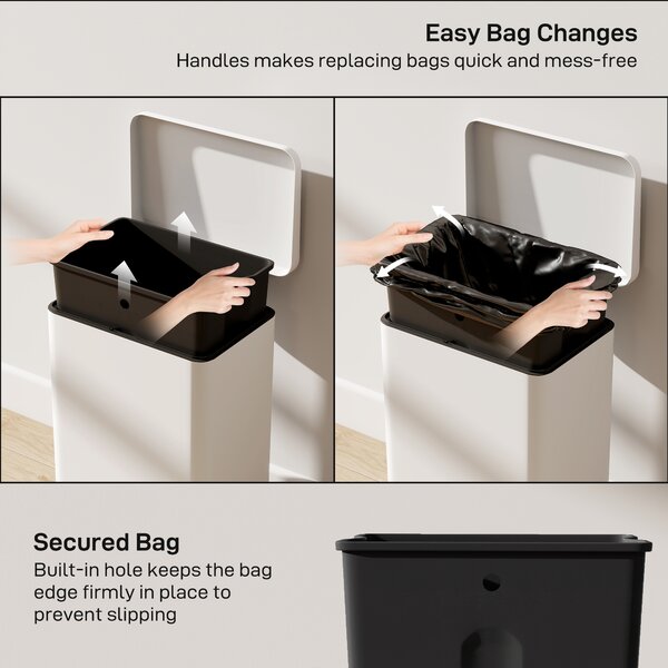 HOMCOM 20L Kitchen Bin with Soft-Close Lid and Stay-Open Function, Pedal Bin with Removable Inner Bucket for Kitchen, Office, Home, Cream
