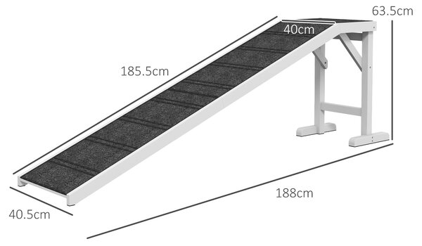 PawHut Pet Ramp for Dogs with Non-Slip Carpet and Top Platform - White & Grey