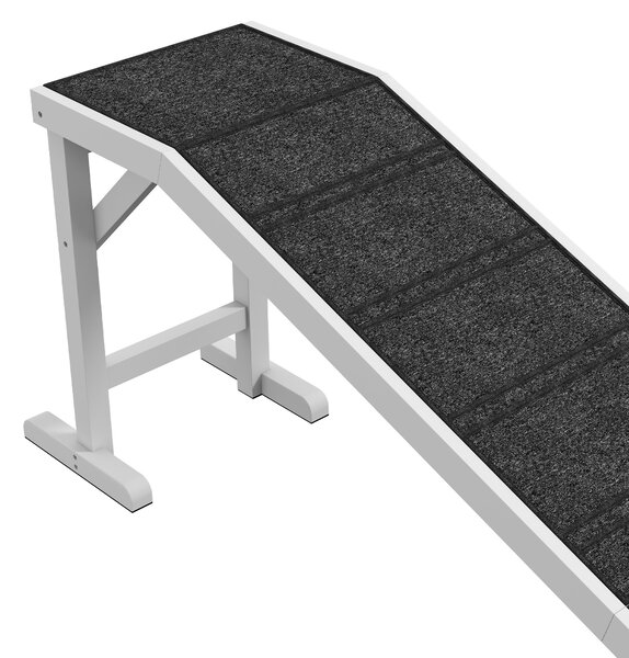 PawHut Pet Ramp for Dogs with Non-Slip Carpet and Top Platform - White & Grey