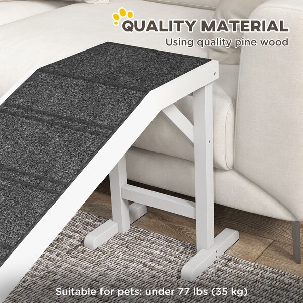 PawHut Pet Ramp for Dogs with Non-Slip Carpet and Top Platform - White & Grey