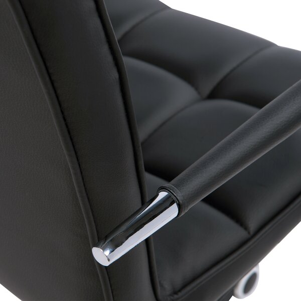 HOMCOM Office Chair and Desk Set, Faux Leather Swivel Chair with Wheels & Study Desk with Storage Shelf, Black Aosom UK