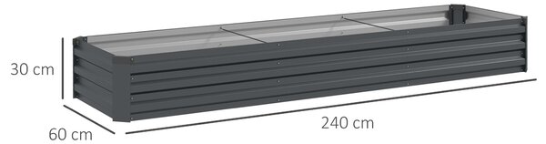 Outsunny 60 x 240cm Galvanised Steel Planter, with Open Bottom, Pack of 2