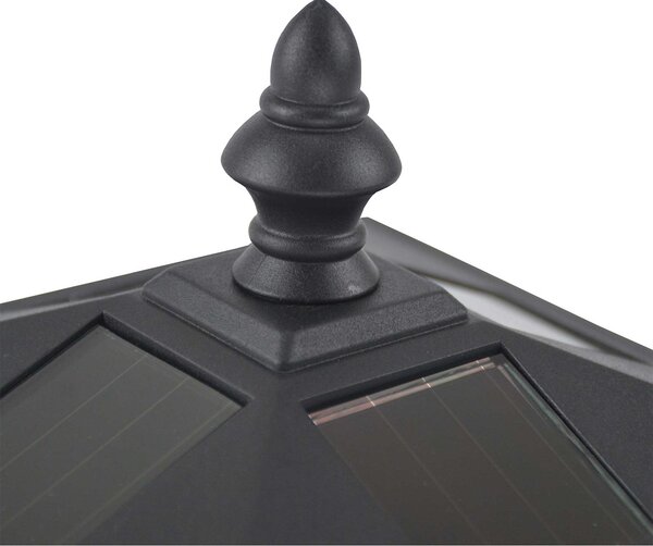 Outsunny Set of 2 Outdoor Garden Solar Post Lamp Sensor Dimmable LED Lantern Bollard IP44 Energy-saving 1.2M Tall, Black Aosom UK