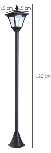 Outsunny Set of 2 Outdoor Garden Solar Post Lamp Sensor Dimmable LED Lantern Bollard IP44 Energy-saving 1.2M Tall, Black Aosom UK