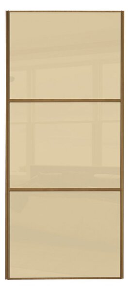 Linear Windsor Oak Frame Cream Glass Sliding Door - 610mm