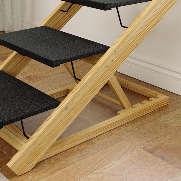 PawHut Adjustable Dog Steps Dog Ramp, 4-Step Non-slip Pet Stairs for Large Sized Dogs, Foldable Dog Stairs for Bed Sofa Aosom UK
