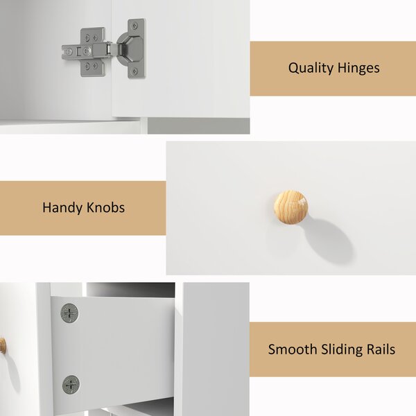 HOMCOM 178 cm Narrow Tall Bathroom Cabinet - White