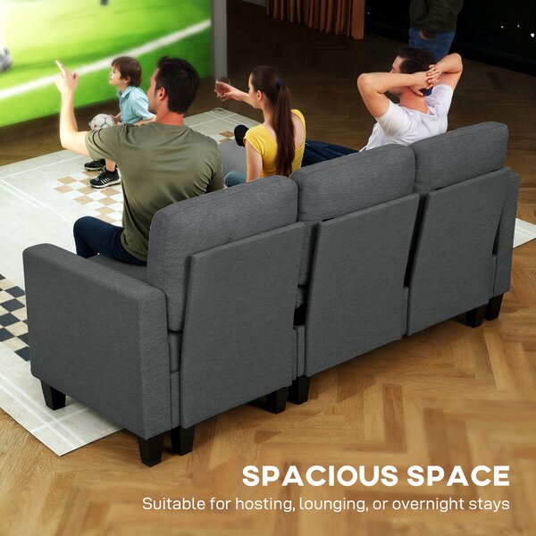 HOMCOM Three-Seater Storage Sofa Bed w/ Scratch Resistant Fabric, Charcoal Grey Aosom UK