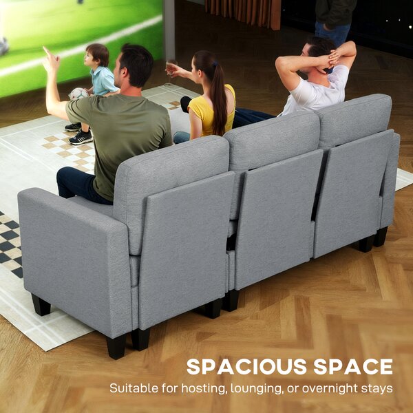 HOMCOM Three-Seater Storage Sofa Bed w/ Scratch Resistant Fabric, Grey Aosom UK