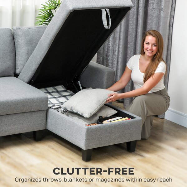 HOMCOM Three-Seater Storage Sofa Bed w/ Scratch Resistant Fabric, Grey Aosom UK