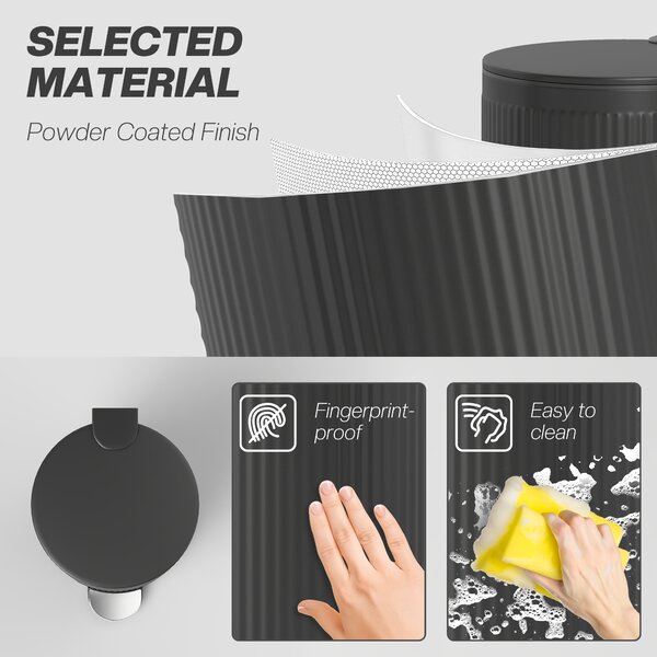 HOMCOM 30L Pedal Kitchen Bin with Soft Close & Stay Open Lid, Removable Inner Bucket for Kitchen, Office, or Home, Black Aosom UK