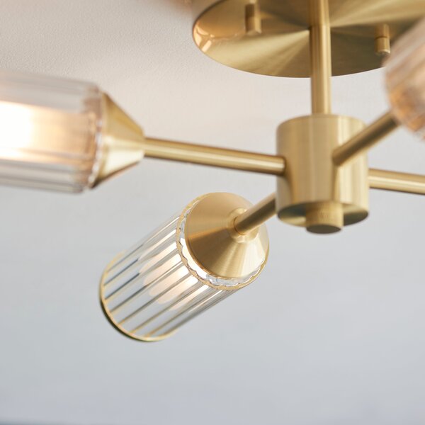 Vogue Bailey Ribbed 4 Light Semi Flush Ceiling Light