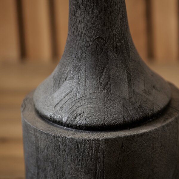 Marin Black Wood Tall Neck Table Lamp with 40cm Linen Drum Shade