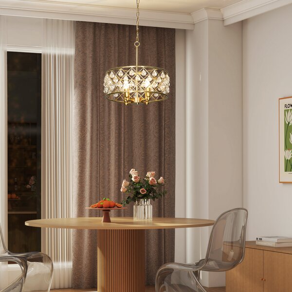 HOMCOM 51 Crystallite Four-Bulb Chandelier - Gold-Tone