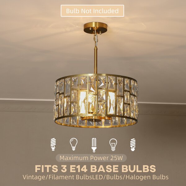 HOMCOM 72 Glass Crystallite Chandelier - Gold-Tone