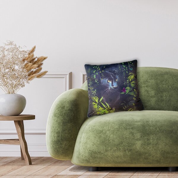 The Art Group Summer Thornton Panther Velvet Square Cushion